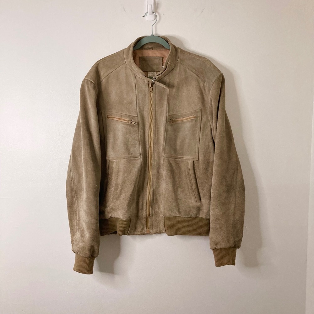 Vintage Suede Leather Bomber Jacket Thrashed 70s 80s Cafe Racer Moto Distressed